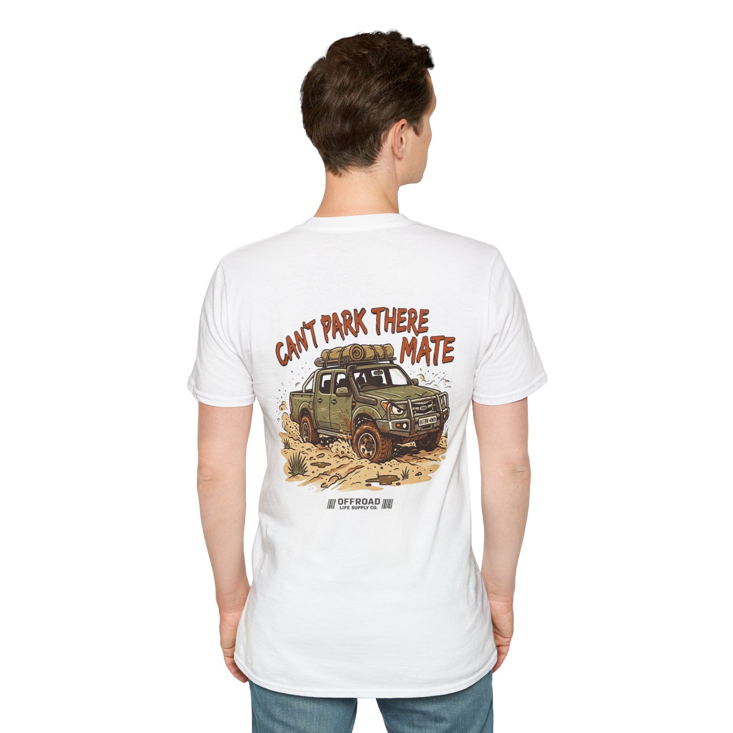 “Can’t Park There Mate” Off-Road 4x4 Adventure Tee - White