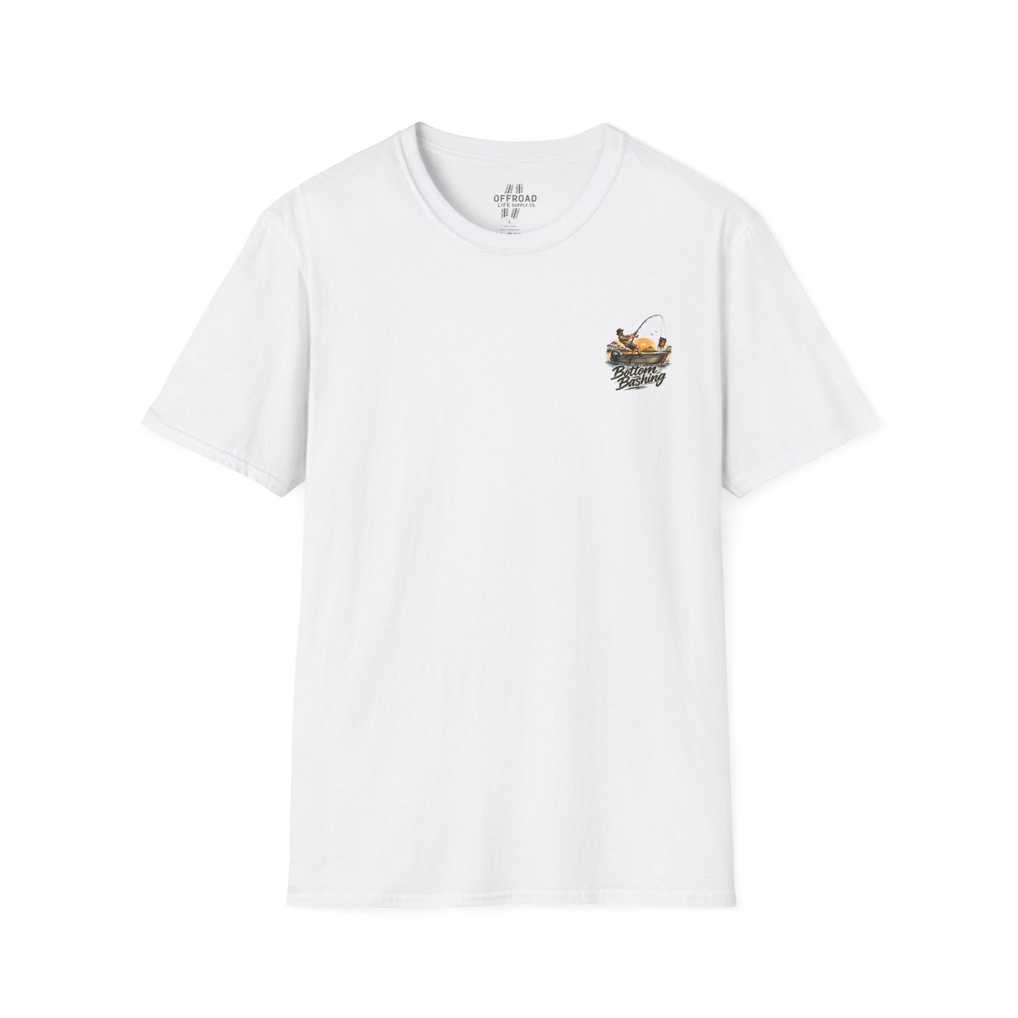 Fishing Tee — “Bottom Bashing” Boat Fishing Graphic T-Shirt - Beige