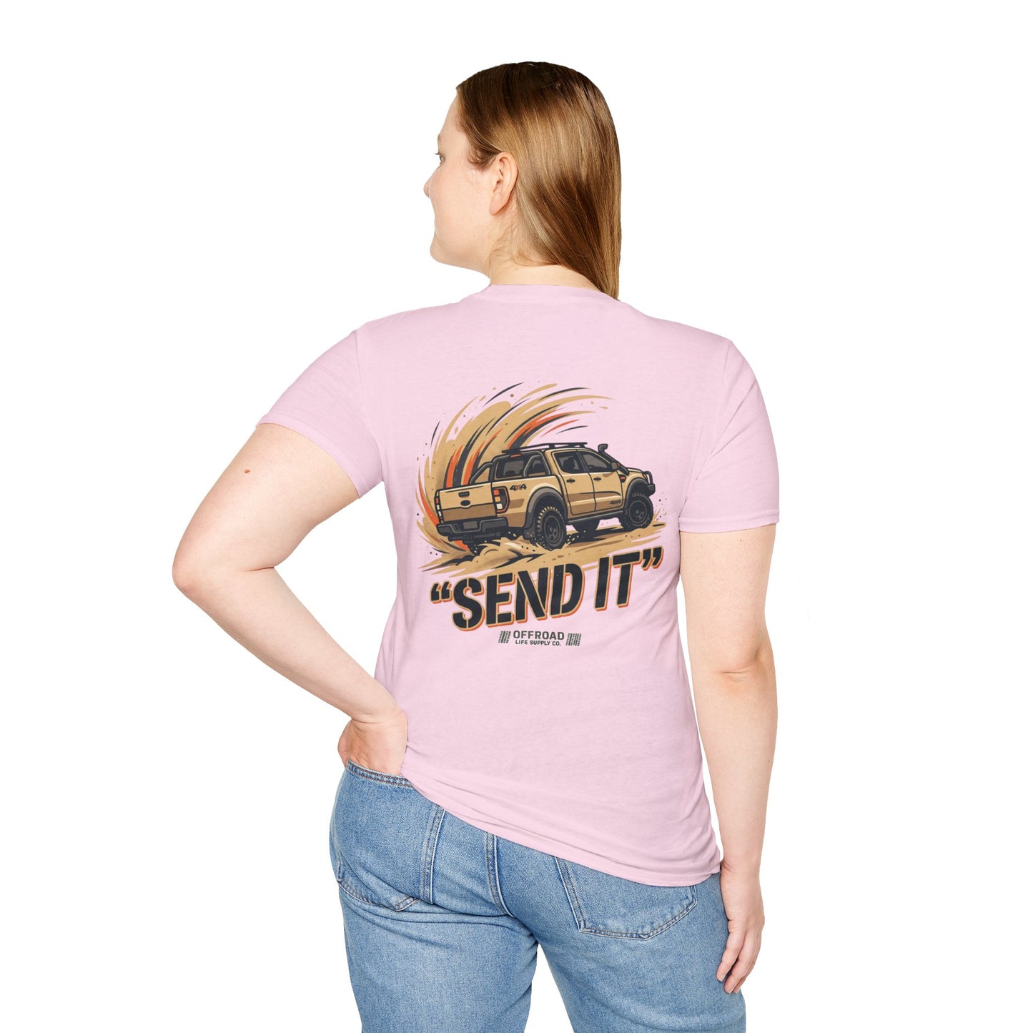 Off‑Road 'Send It' T-Shirt — Adventure 4x4 Graphic Tee - Military Green