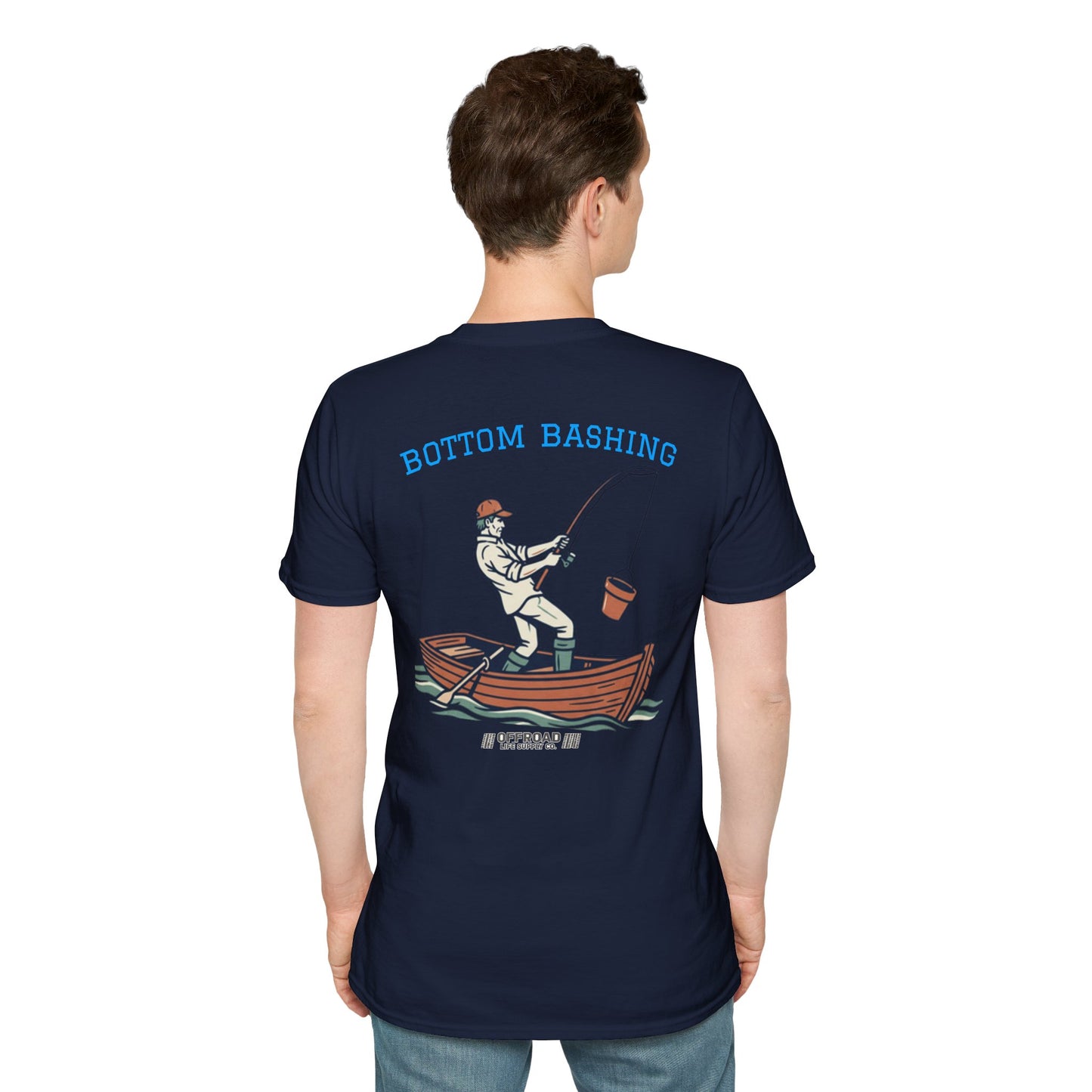 Fishing Tee — “Bottom Bashing” Boat Fishing Graphic T-Shirt - Navy