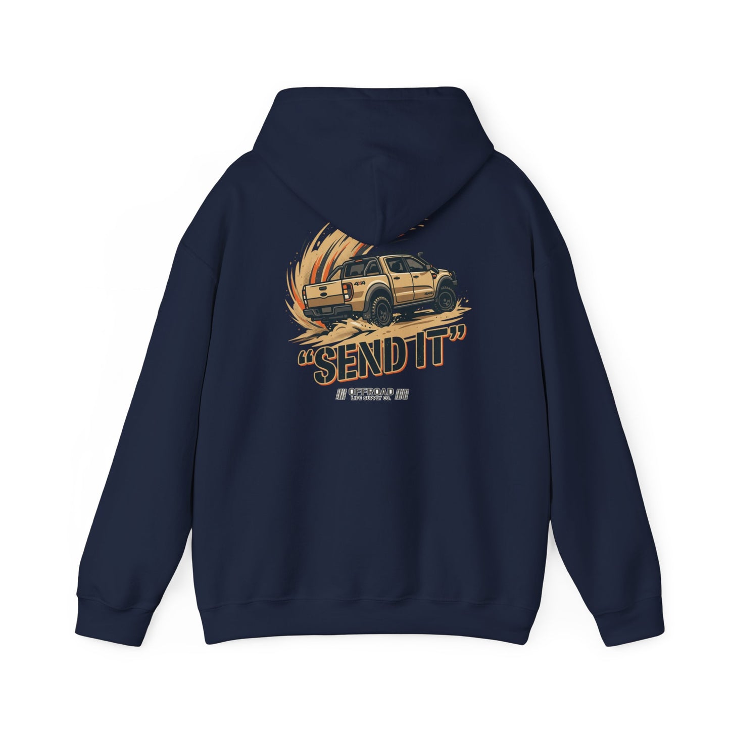 Off-Road 'Send It' Hoodie — Adventure 4x4 Hoodie - Sand