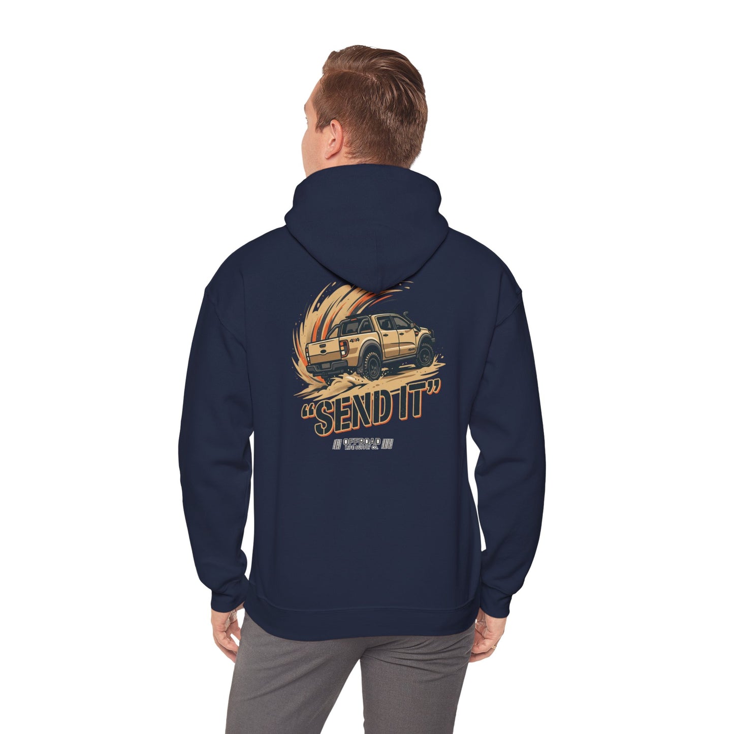Off-Road 'Send It' Hoodie — Adventure 4x4 Hoodie - Sand
