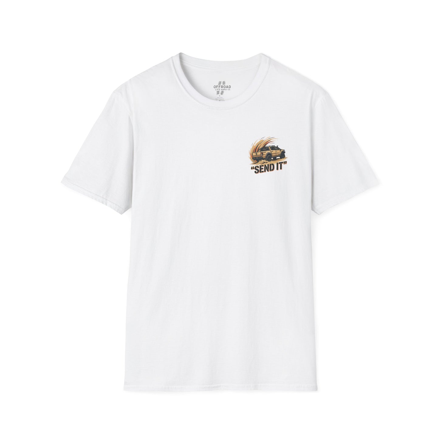 Off‑Road 'Send It' T-Shirt — Adventure 4x4 Graphic Tee - White