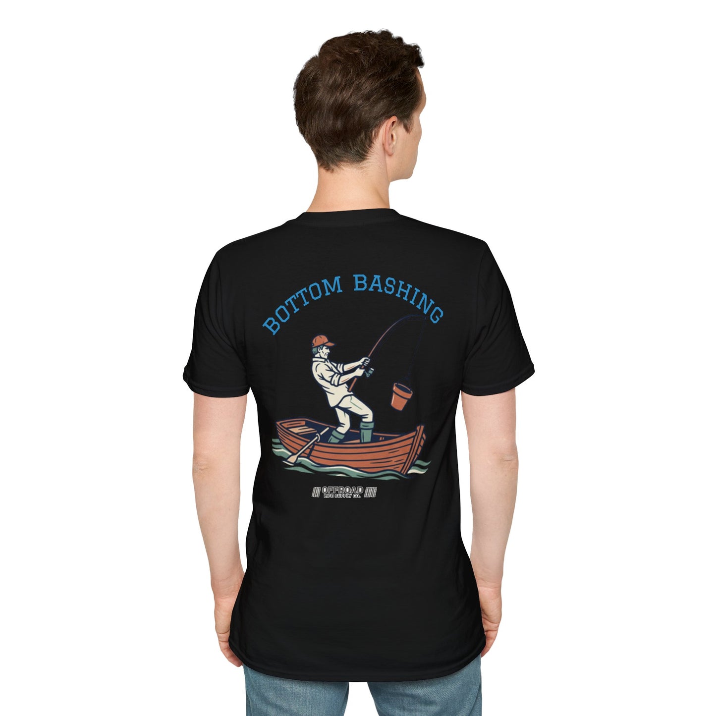 Fishing Tee — “Bottom Bashing” Boat Fishing Graphic T-Shirt - Black