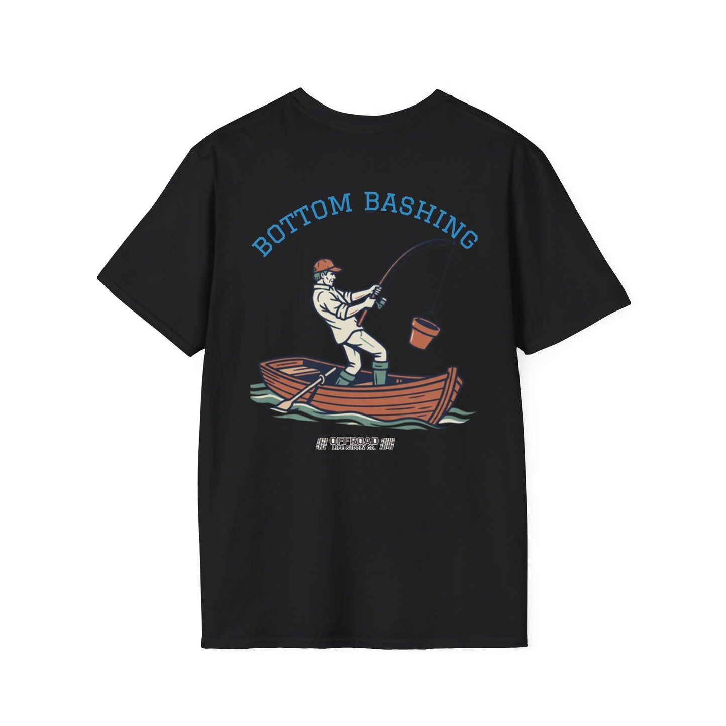 Fishing Tee — “Bottom Bashing” Boat Fishing Graphic T-Shirt - Black