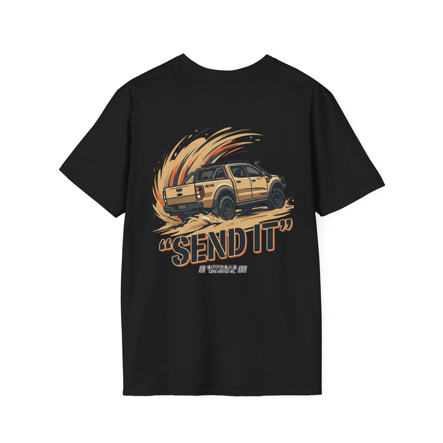 Off‑Road 'Send It' T-Shirt — Adventure 4x4 Graphic Tee - Military Green