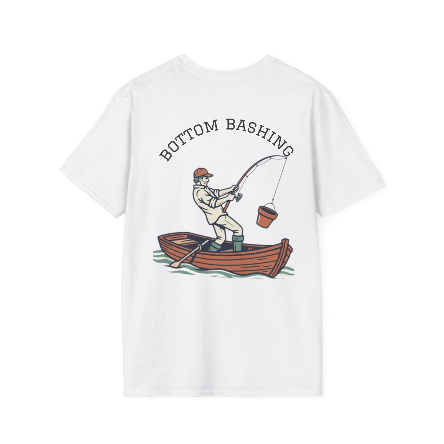 Fishing Tee — “Bottom Bashing” Boat Fishing Graphic T-Shirt - Grey