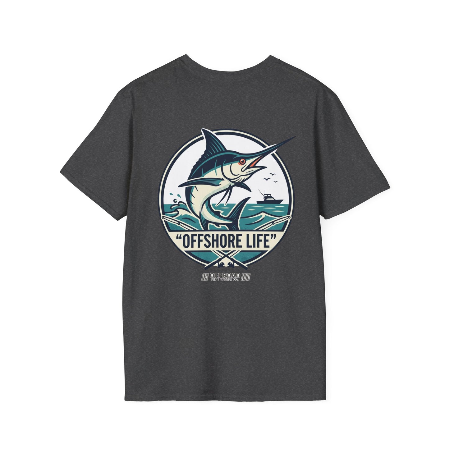 Offshore Life Marlin T-Shirt — Fishing Tee - Military Green