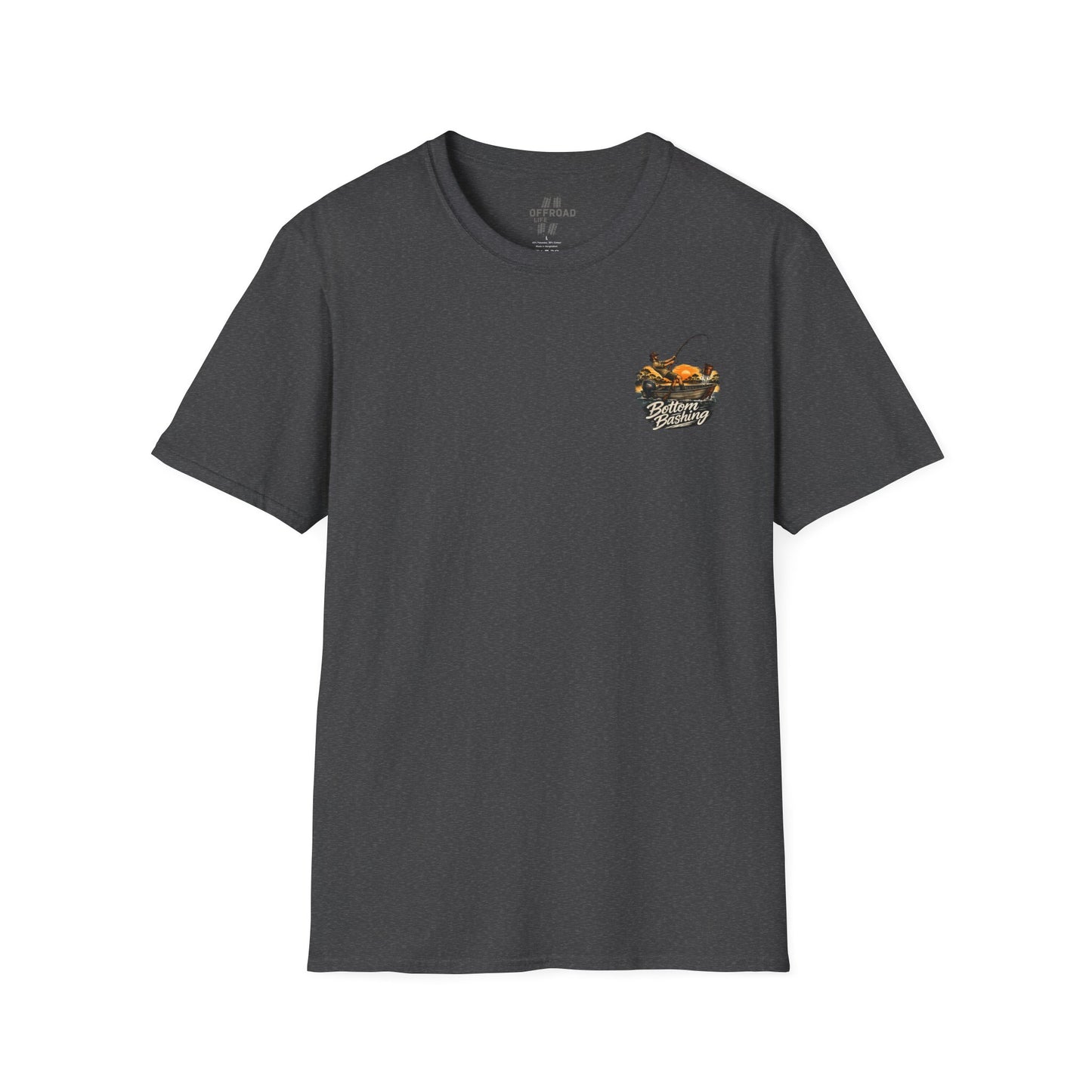 Fishing Tee — “Bottom Bashing” Boat Fishing Graphic T-Shirt - Dark Grey