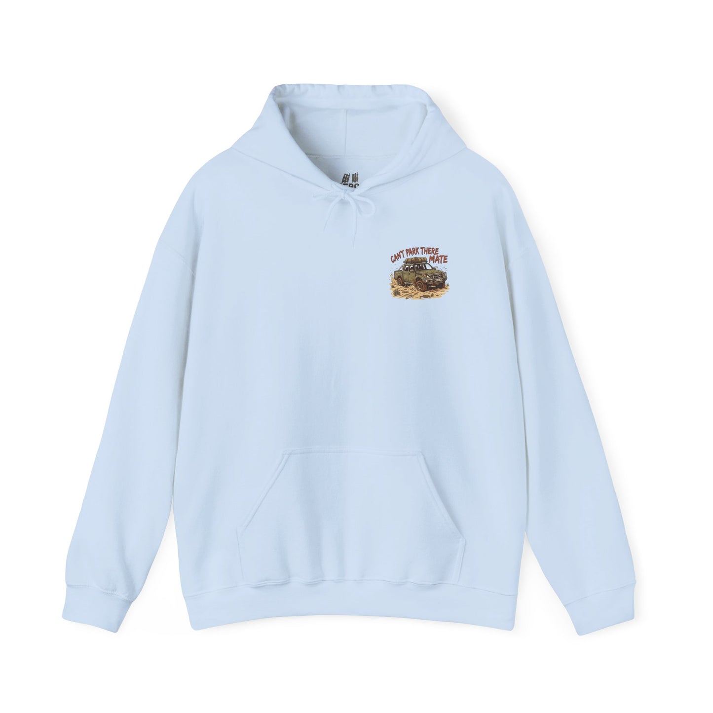 “Can’t Park There Mate” Womens Off-Road 4x4 Hoodie - Light Blue