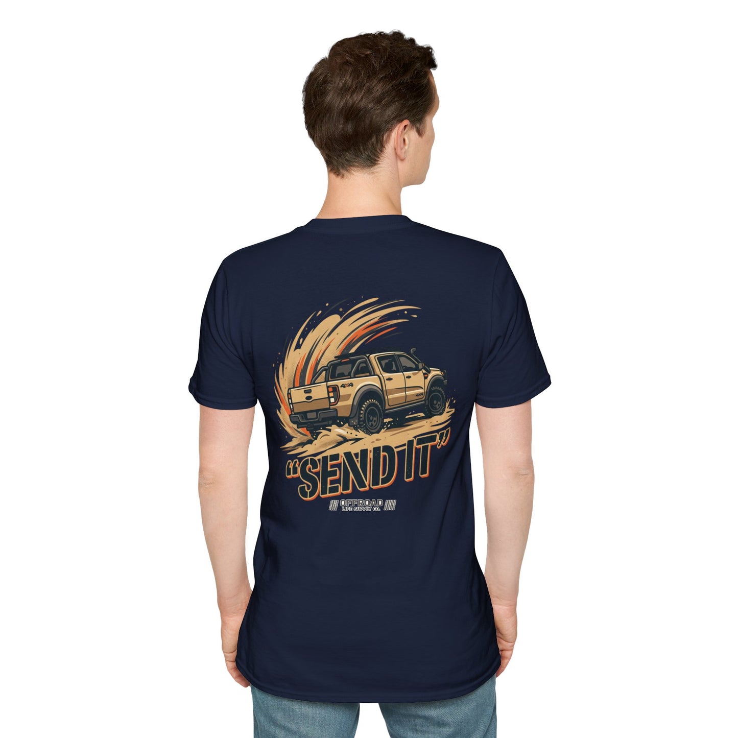 Off‑Road 'Send It' T-Shirt — Adventure 4x4 Graphic Tee - White