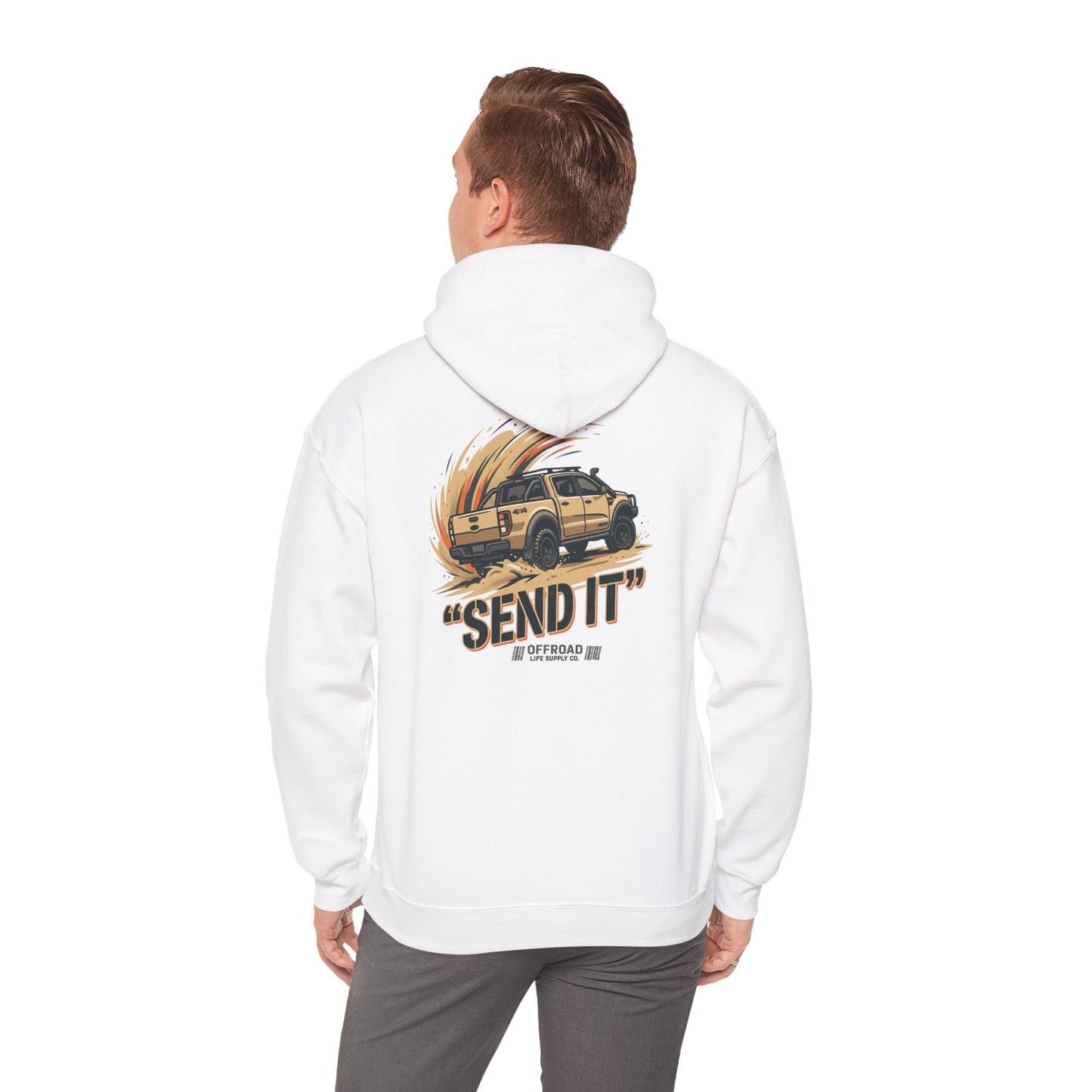 Off-Road 'Send It' Hoodie — Adventure 4x4 Hoodie - White