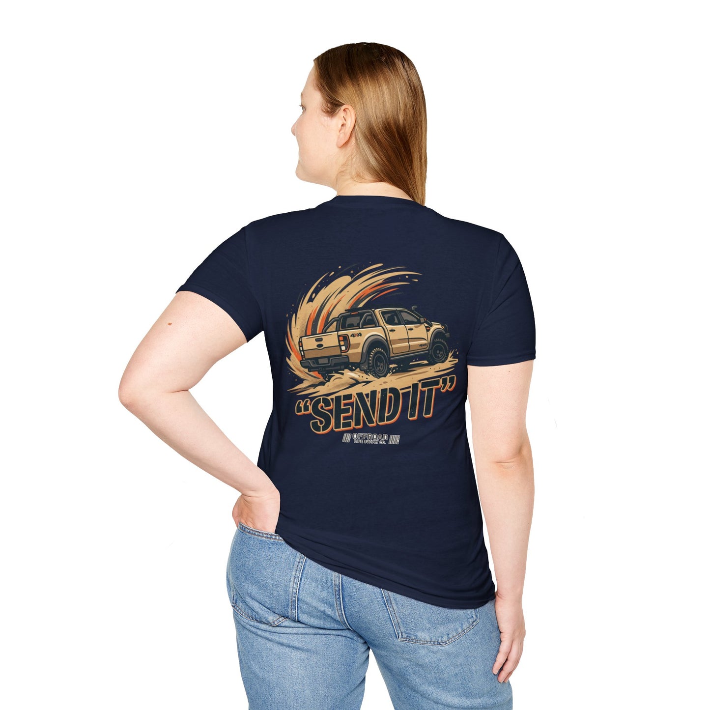 Off‑Road 'Send It' T-Shirt — Adventure 4x4 Graphic Tee - Military Green