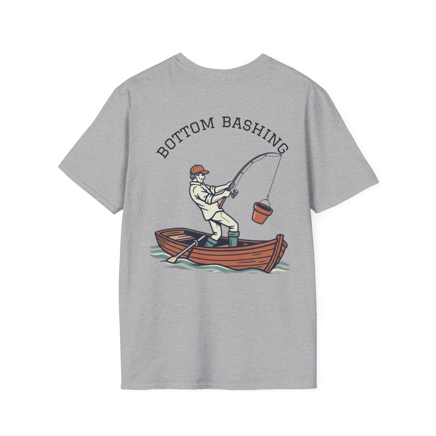 Fishing Tee — “Bottom Bashing” Boat Fishing Graphic T-Shirt - White