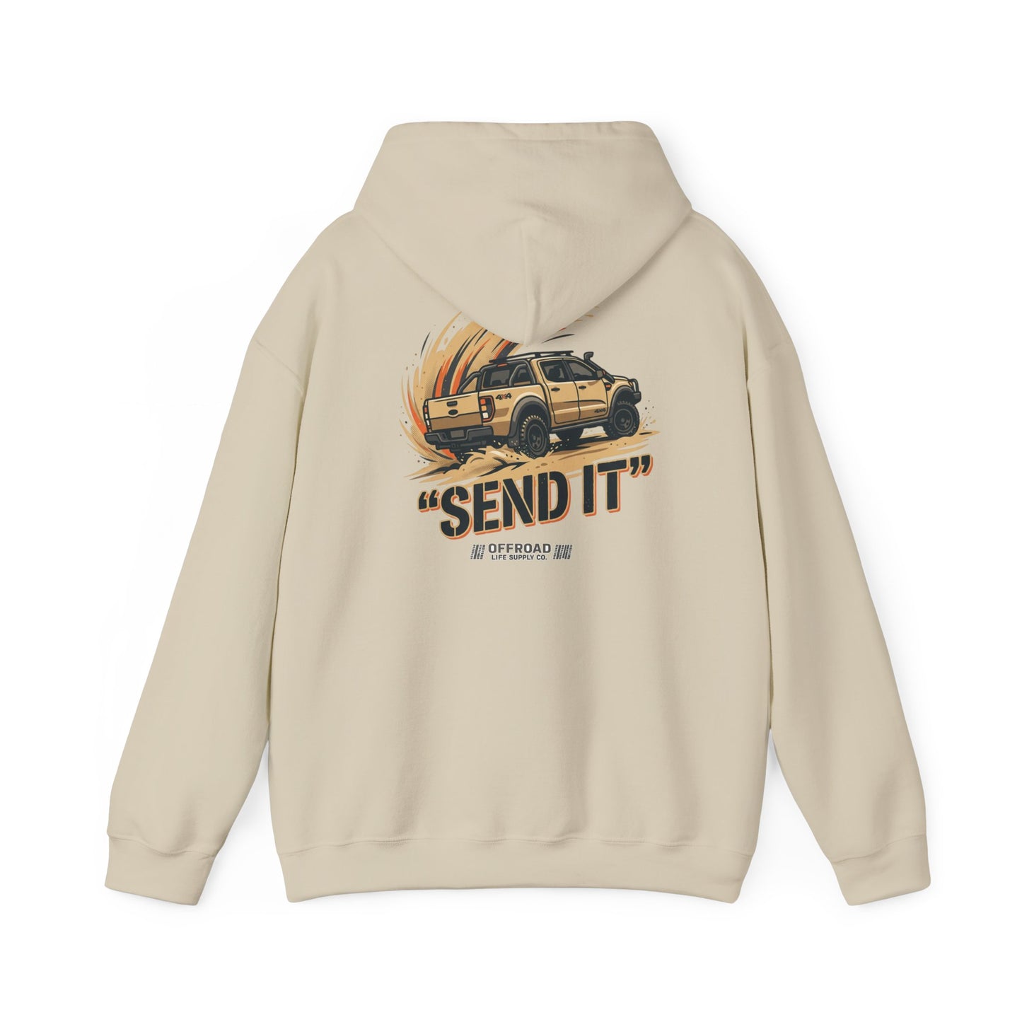 Off-Road 'Send It' Hoodie — Adventure 4x4 Hoodie - Sand
