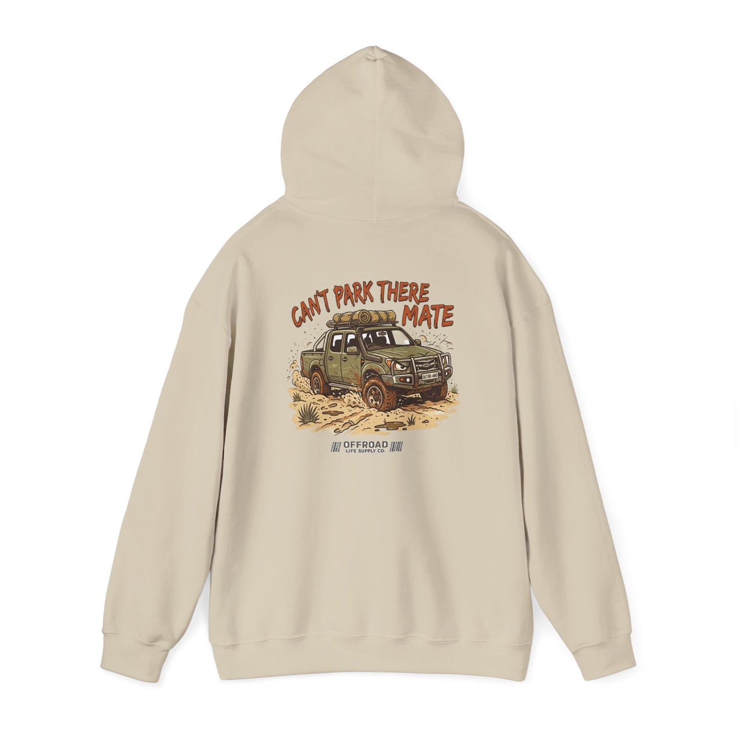 “Can’t Park There Mate” Off-Road 4x4 Hoodie - White