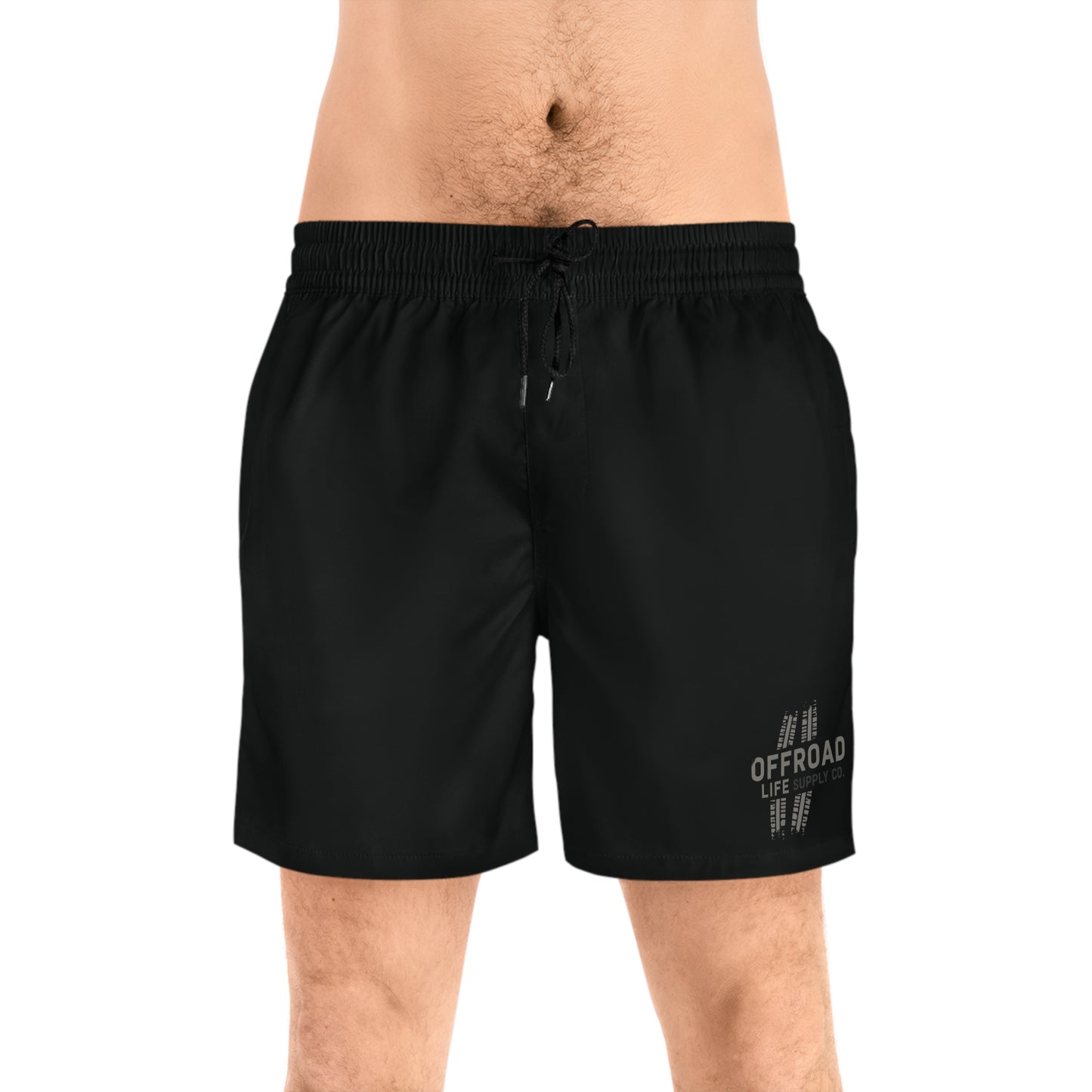 Off-Road Life Supply Co. Board Shorts — Men's Mid-Length Beach Shorts - Black