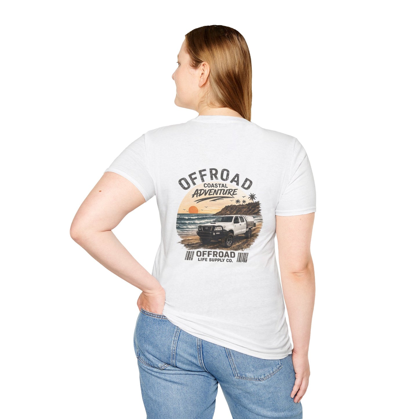 Hilux Beach 4x4 Tshirt - Australian 4wd Coastal Adventure Tee - White