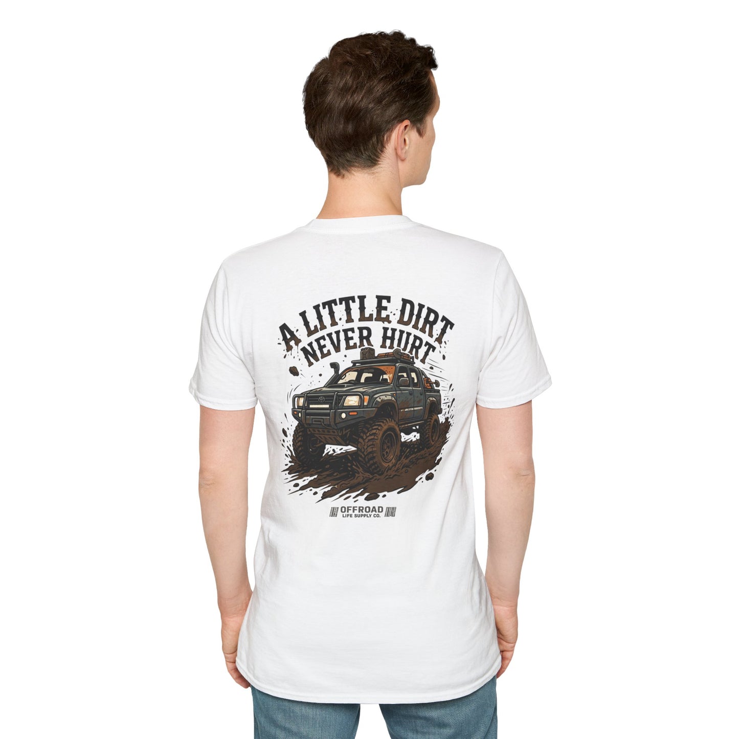 Off-Road T-Shirt — "A Little Dirt Never Hurt" Mud Truck Graphic - Grey
