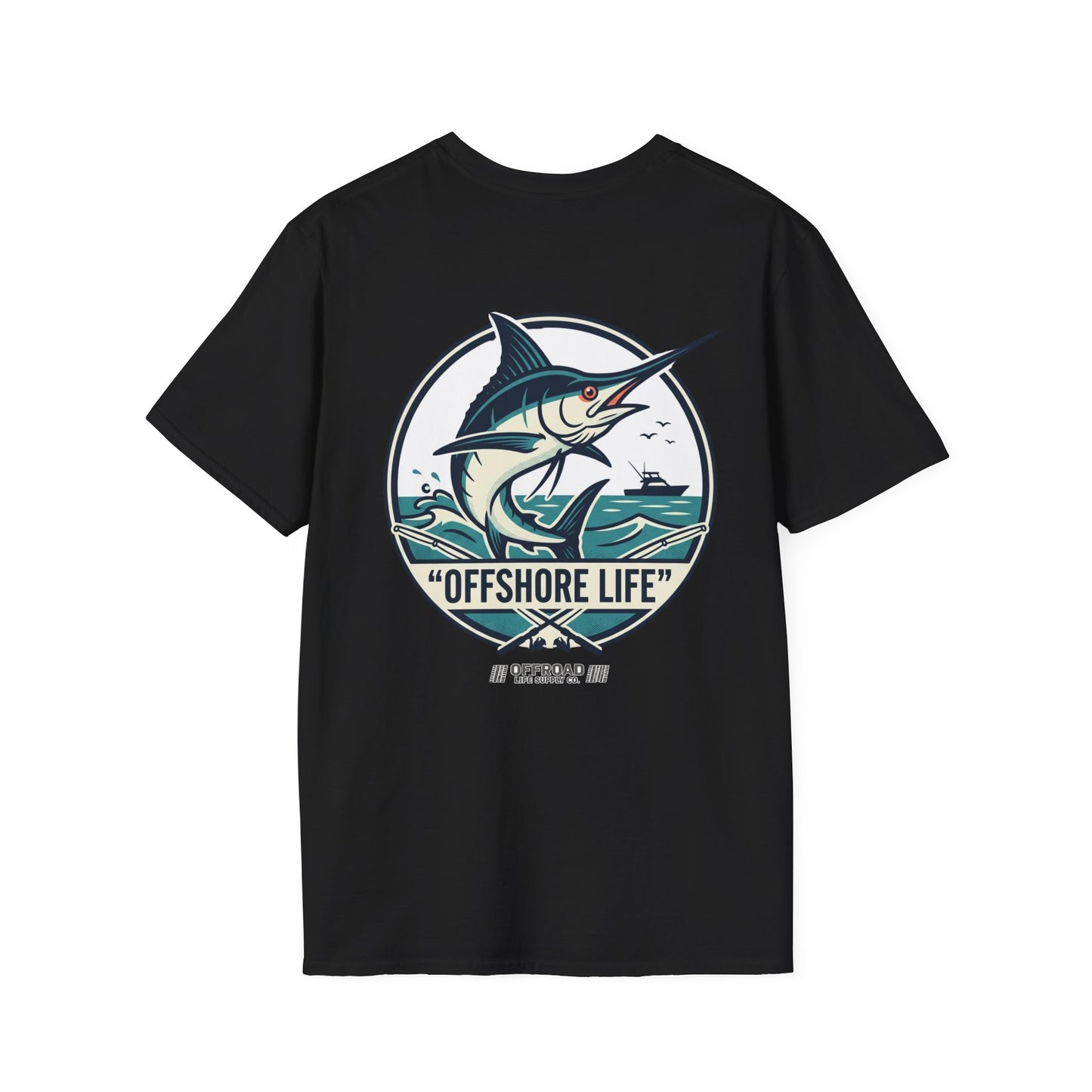 Offshore Life Marlin T-Shirt — Fishing Tee - Military Green