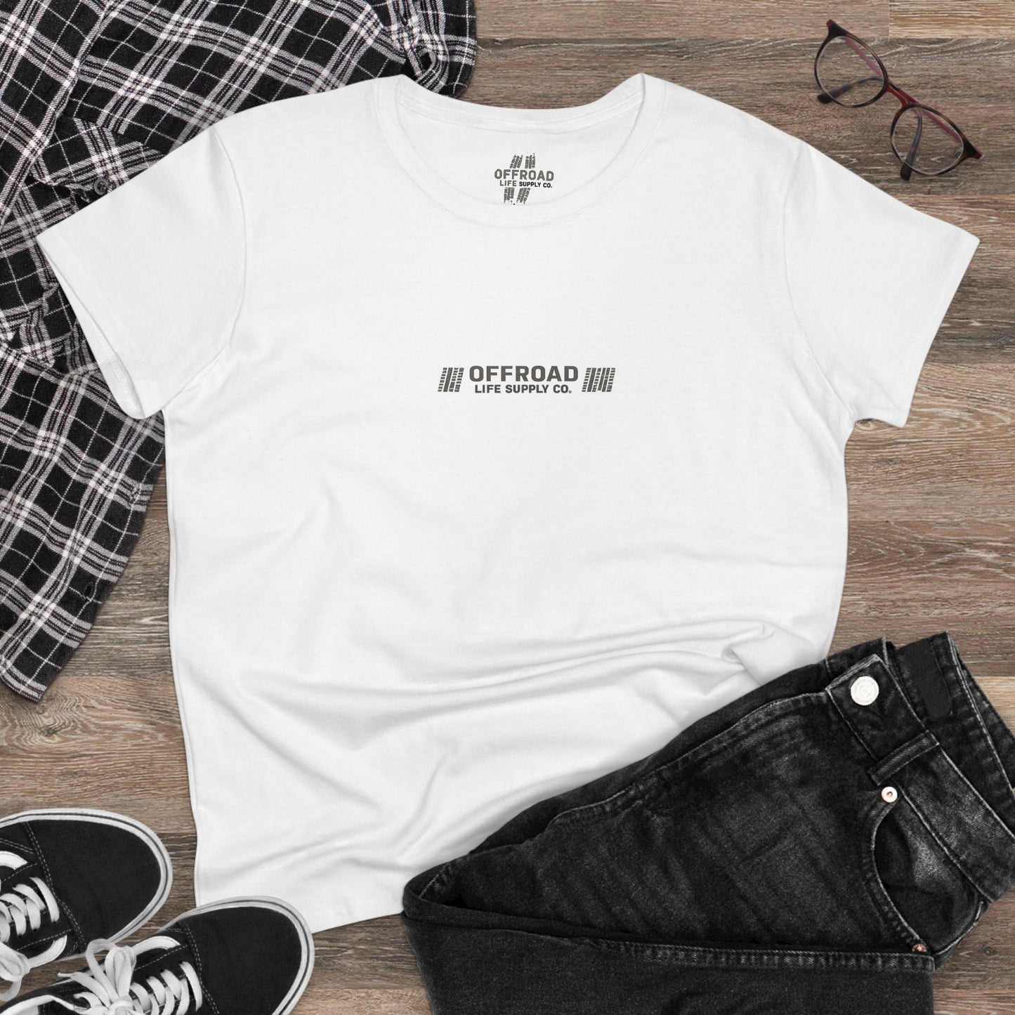 Offroad Life Supply Co. Graphic Tee — Women's Off-Road Basic T-Shirt - White