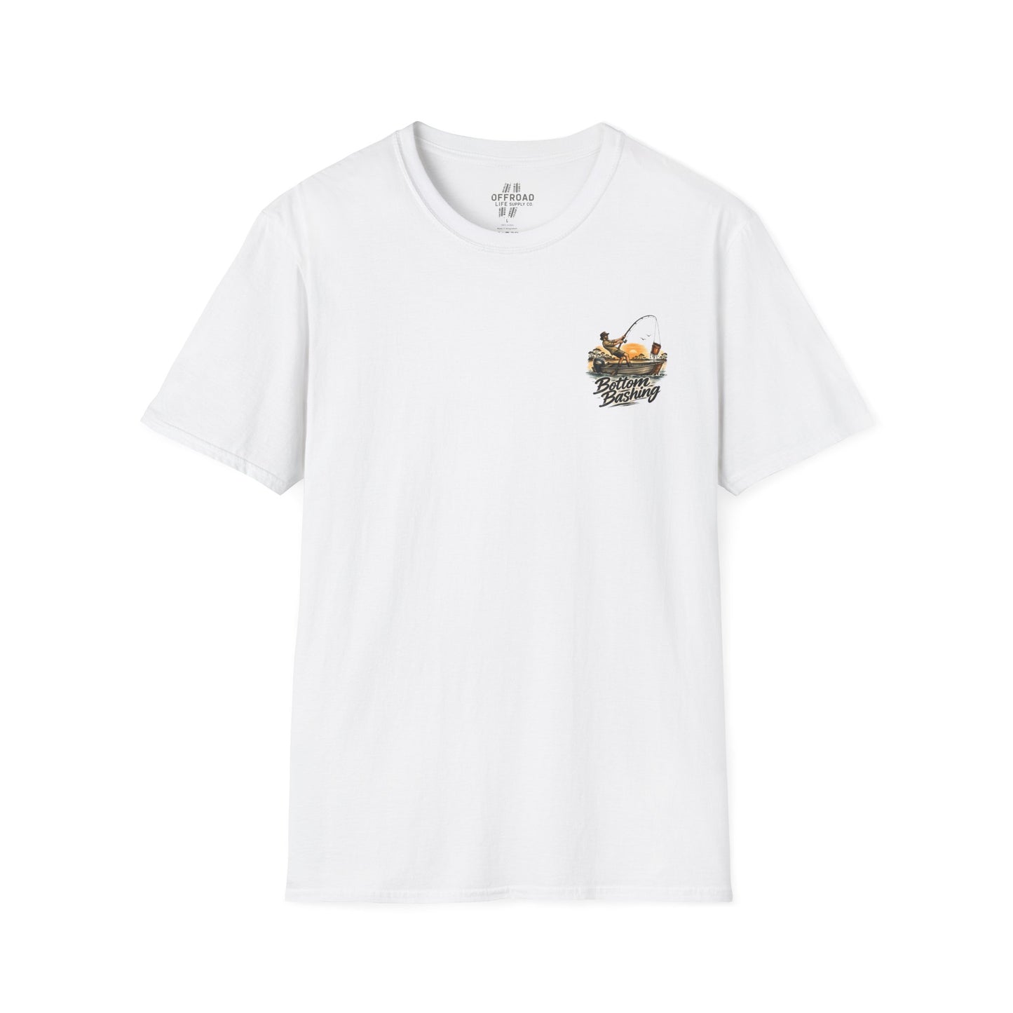 Fishing Tee — “Bottom Bashing” Boat Fishing Graphic T-Shirt - Grey