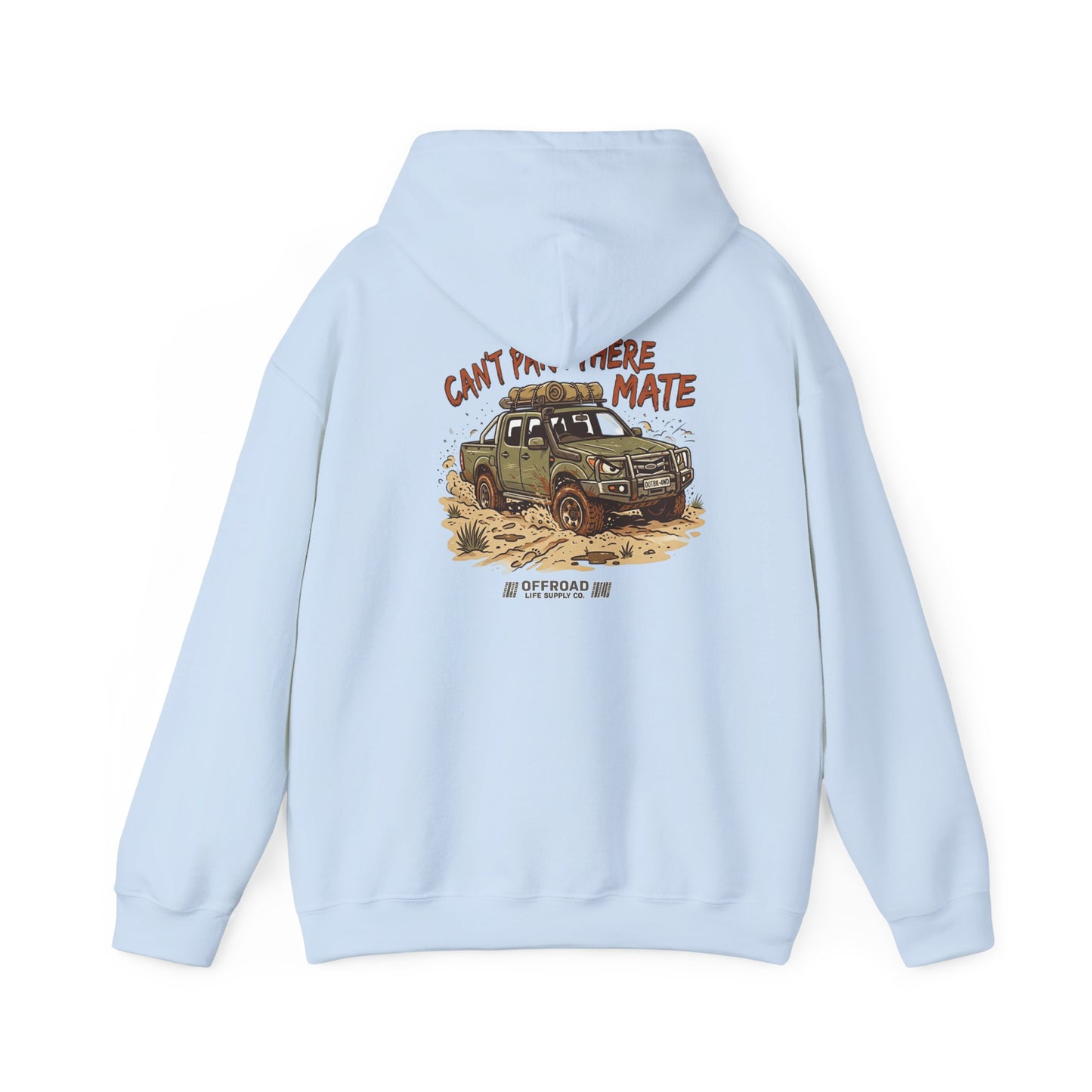 “Can’t Park There Mate” Womens Off-Road 4x4 Hoodie - Light Blue