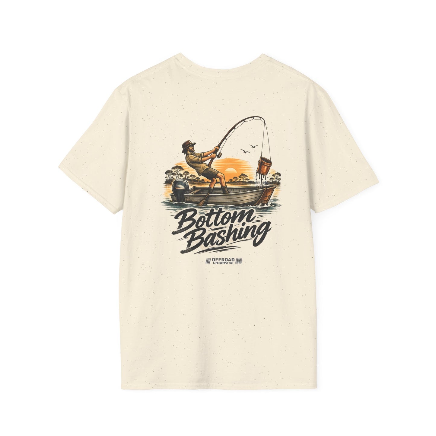 Fishing Tee — “Bottom Bashing” Boat Fishing Graphic T-Shirt - Dark Grey