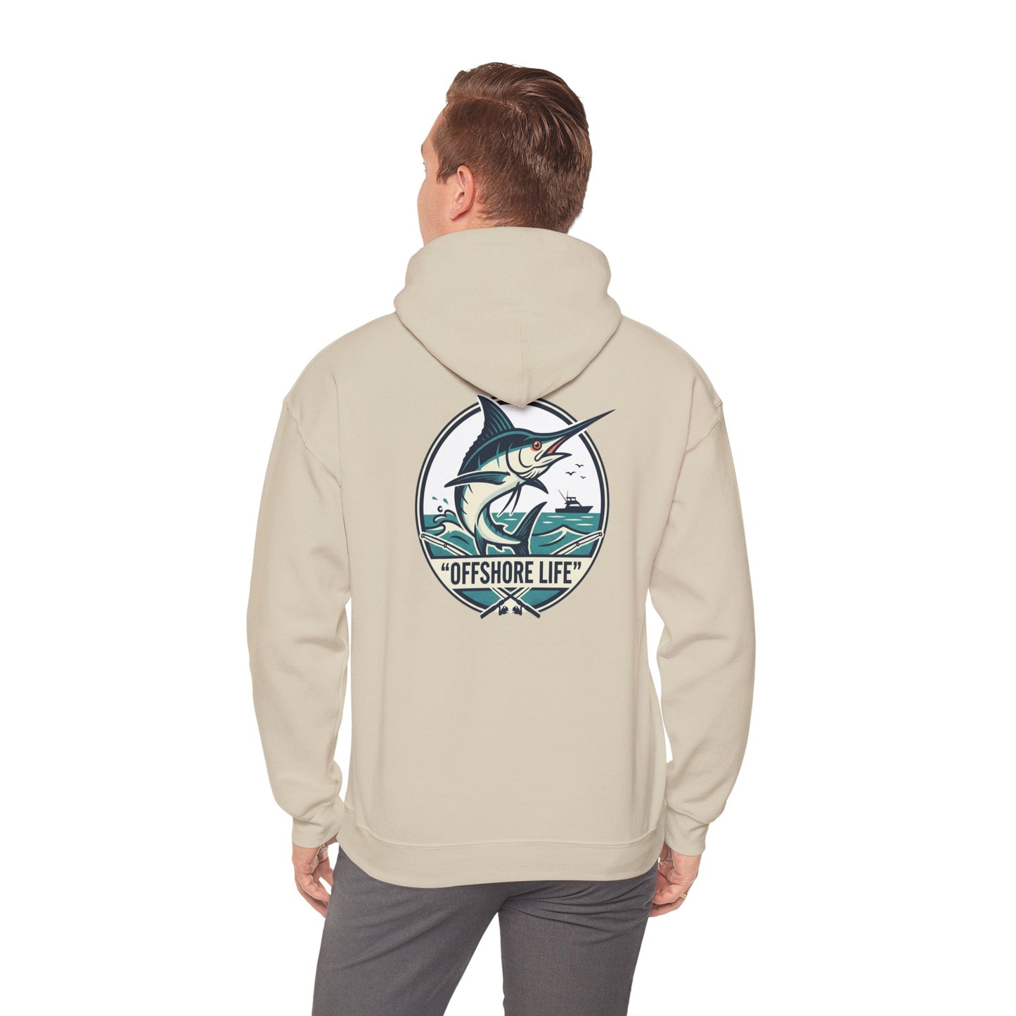 Marlin Offshore Life Hoodie — Fishing Graphic Hooded Sweatshirt - Black