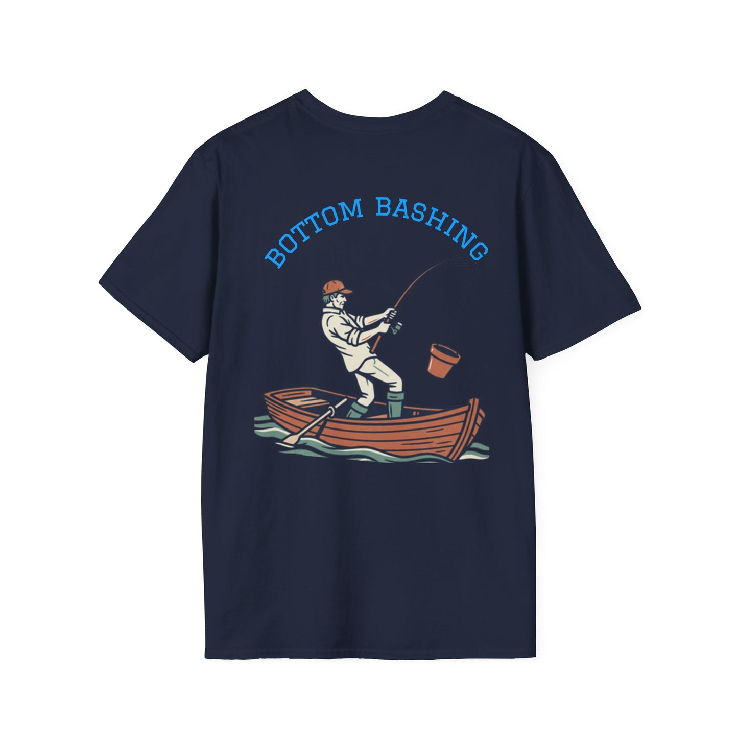 Fishing Tee — “Bottom Bashing” Boat Fishing Graphic T-Shirt - Grey