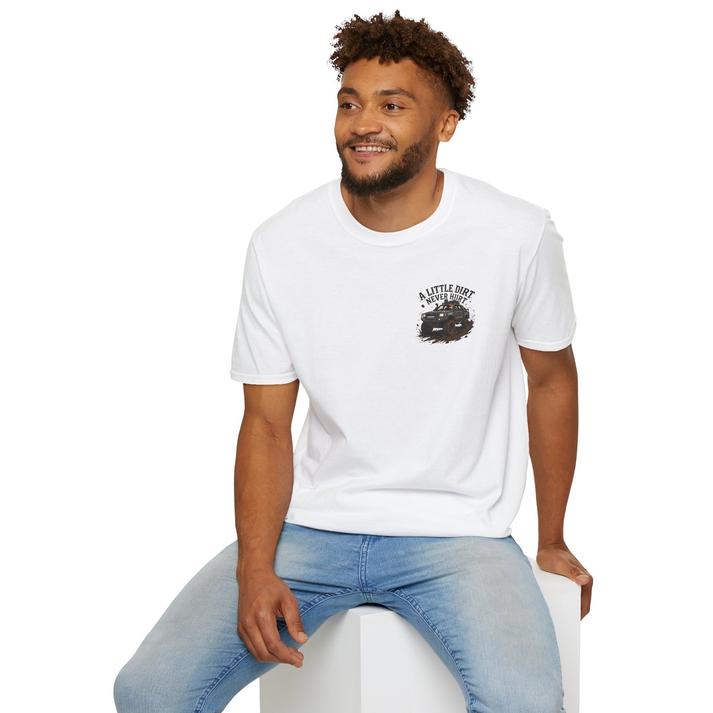Off-Road T-Shirt — "A Little Dirt Never Hurt" Mud Truck Graphic