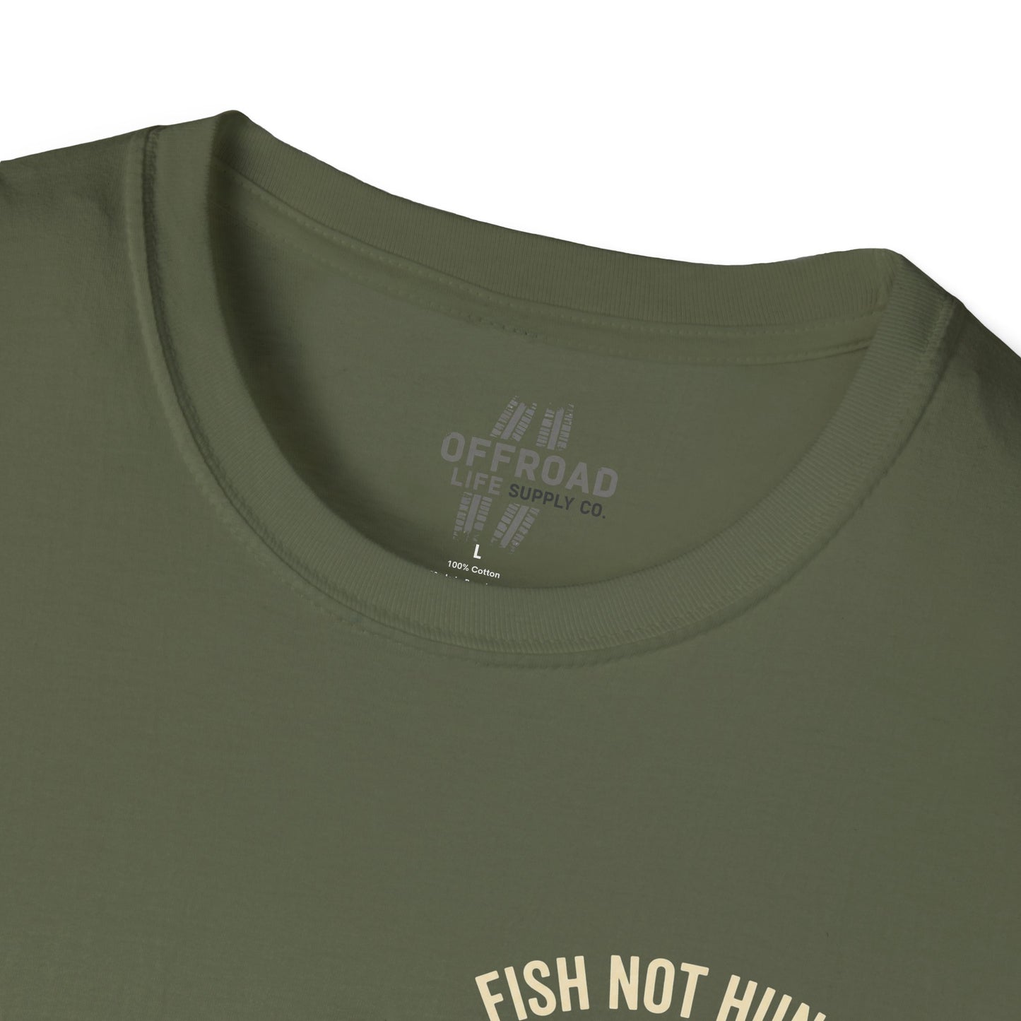 Fishing T-Shirt — "Fish Not Hungry, Still a Great Day" Vintage Angler Tee - Military Green