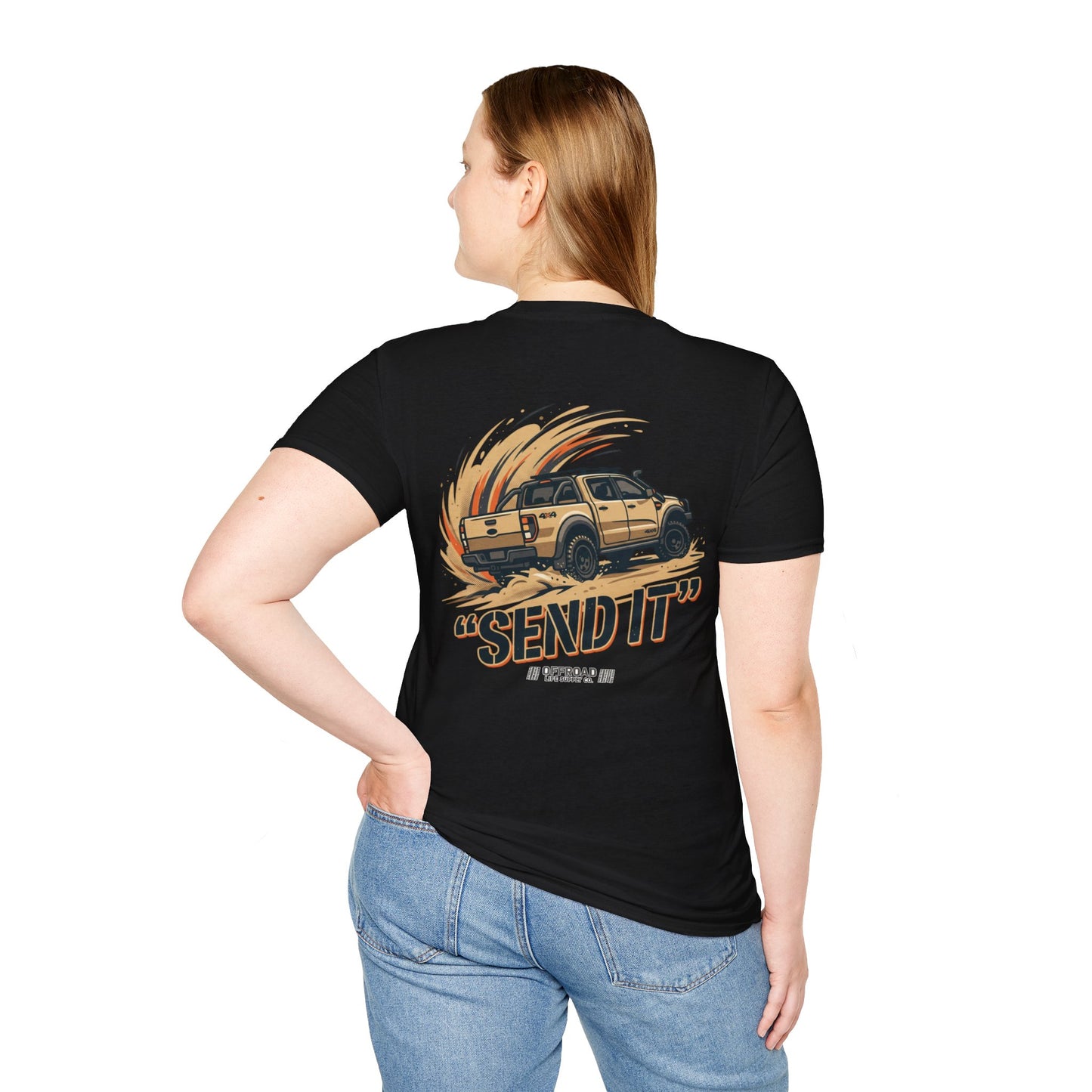 Off‑Road 'Send It' T-Shirt — Adventure 4x4 Graphic Tee - White