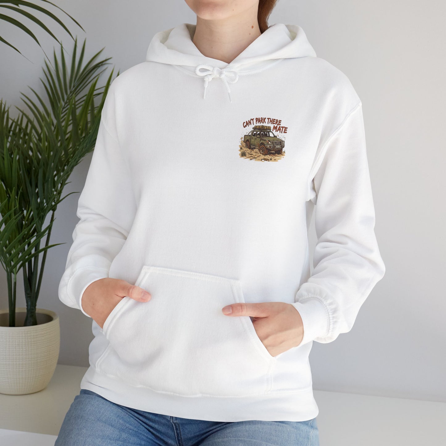 “Can’t Park There Mate” Womens Off-Road 4x4 Hoodie - Light Blue