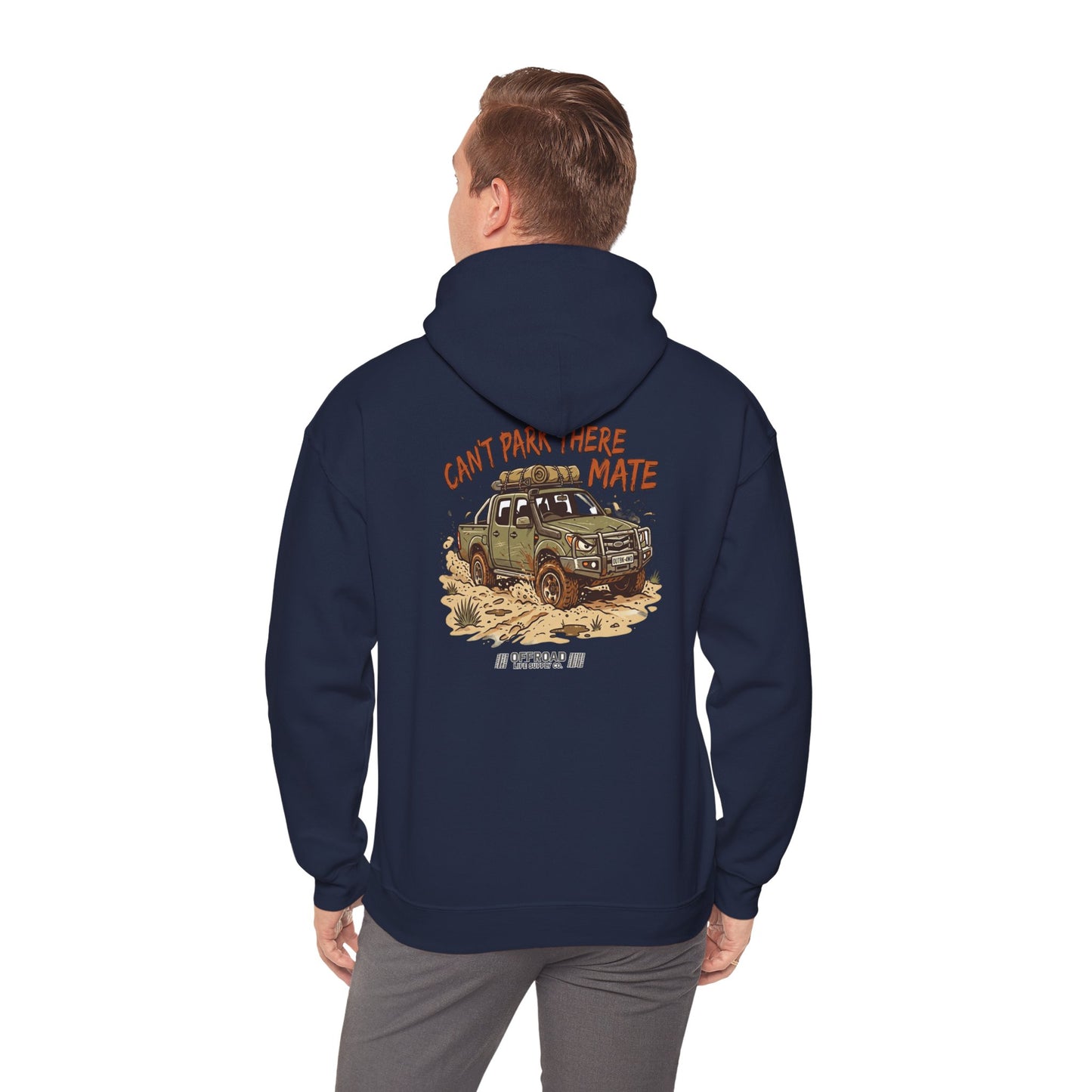 “Can’t Park There Mate” Off-Road 4x4 Hoodie - White
