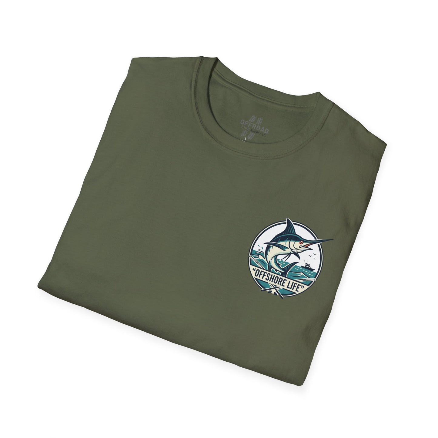 Offshore Life Marlin T-Shirt — Fishing Tee - Military Green