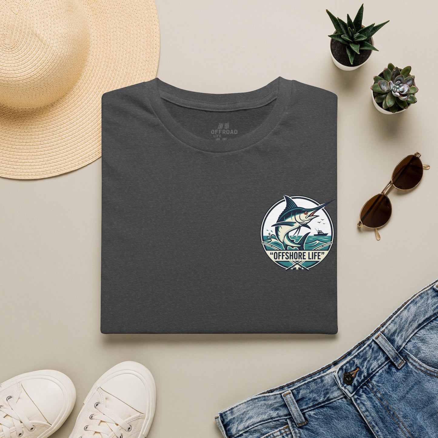 Offshore Life Marlin T-Shirt — Fishing Tee - Military Green