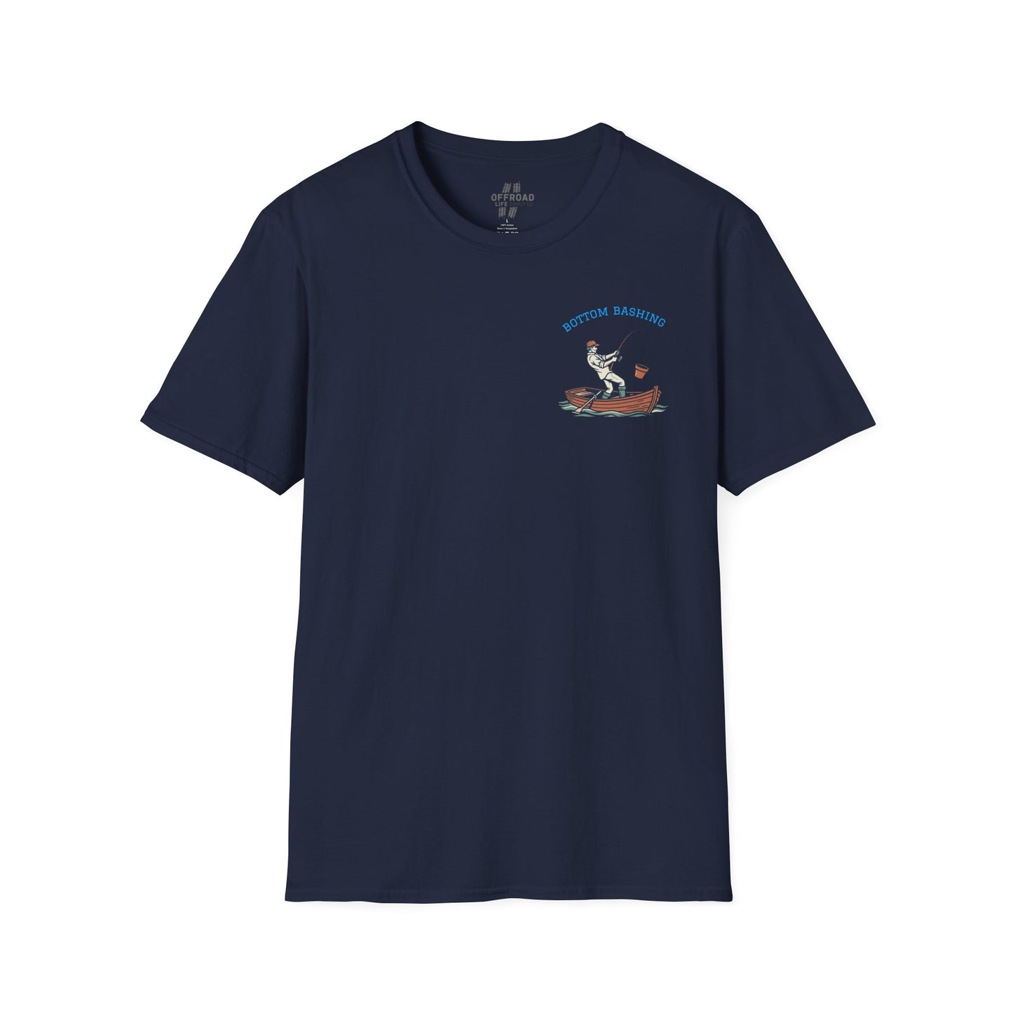 Fishing Tee — “Bottom Bashing” Boat Fishing Graphic T-Shirt - Navy