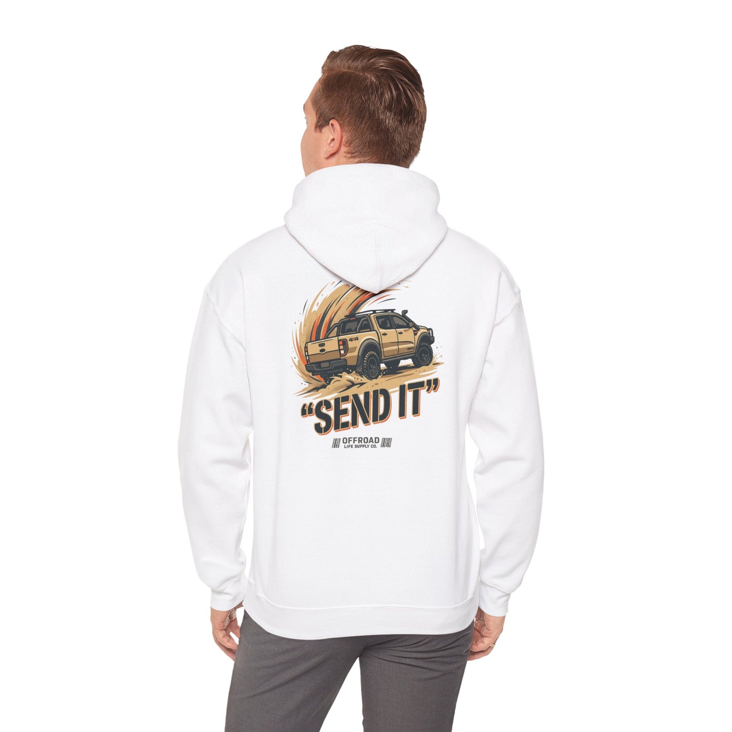 Off-Road 'Send It' Hoodie — Adventure 4x4 Hoodie - Sand