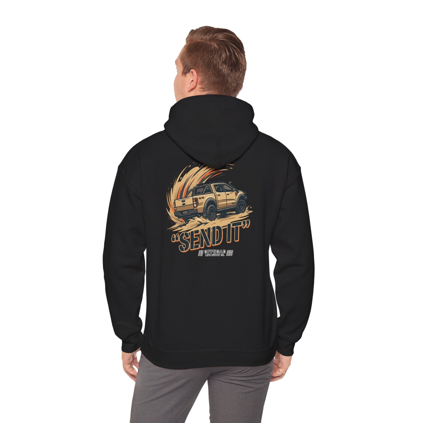 Off-Road 'Send It' Hoodie — Adventure 4x4 Hoodie - White
