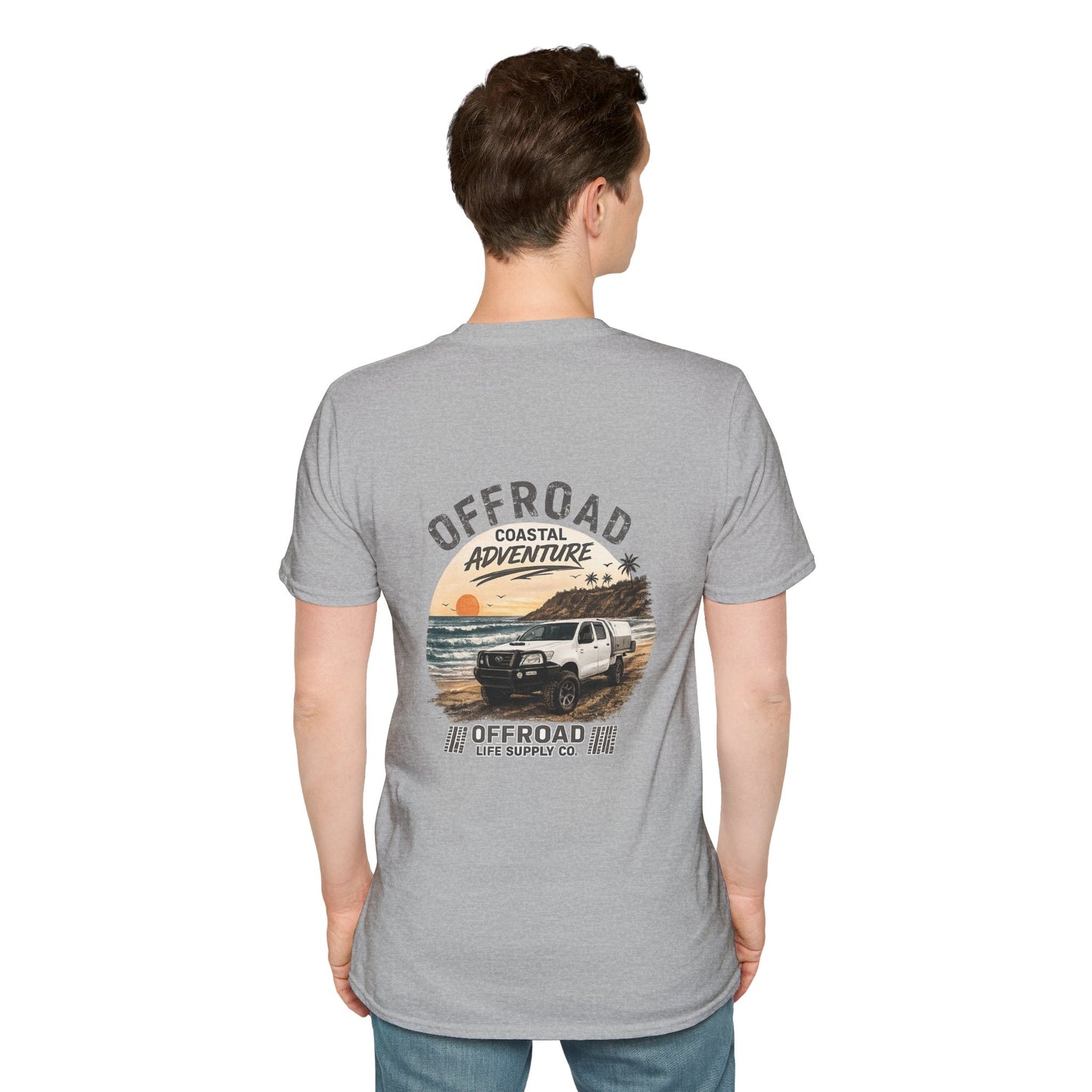Hilux Beach 4x4 Tshirt - Australian 4wd Coastal Adventure Tee - Grey