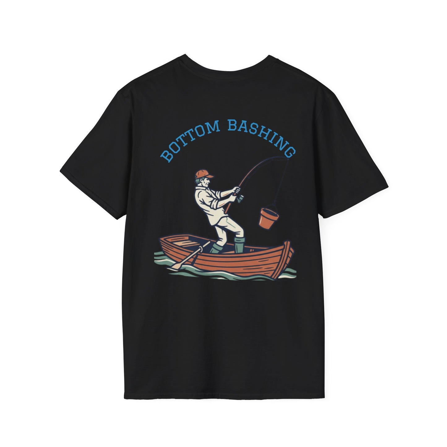 Fishing Tee — “Bottom Bashing” Boat Fishing Graphic T-Shirt - Grey