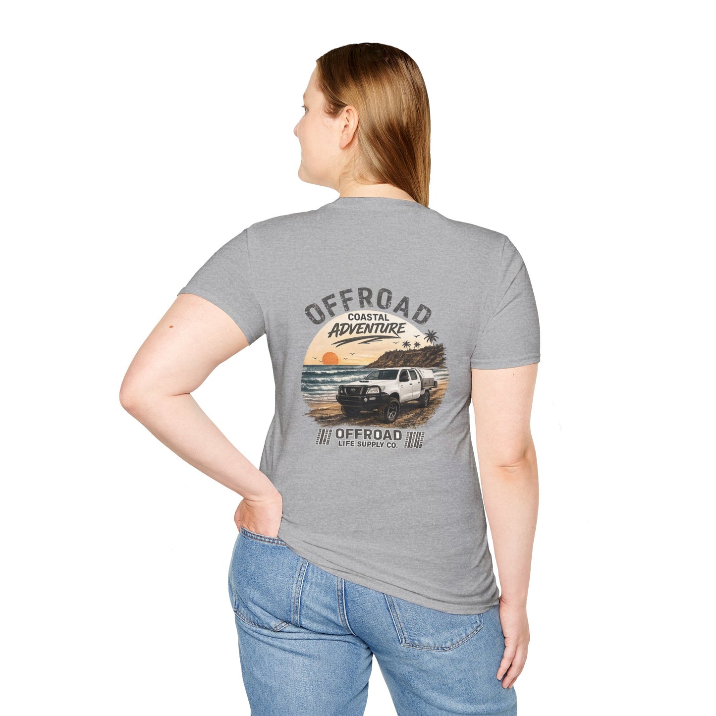 Hilux Beach 4x4 Tshirt - Australian 4wd Coastal Adventure Tee - Grey