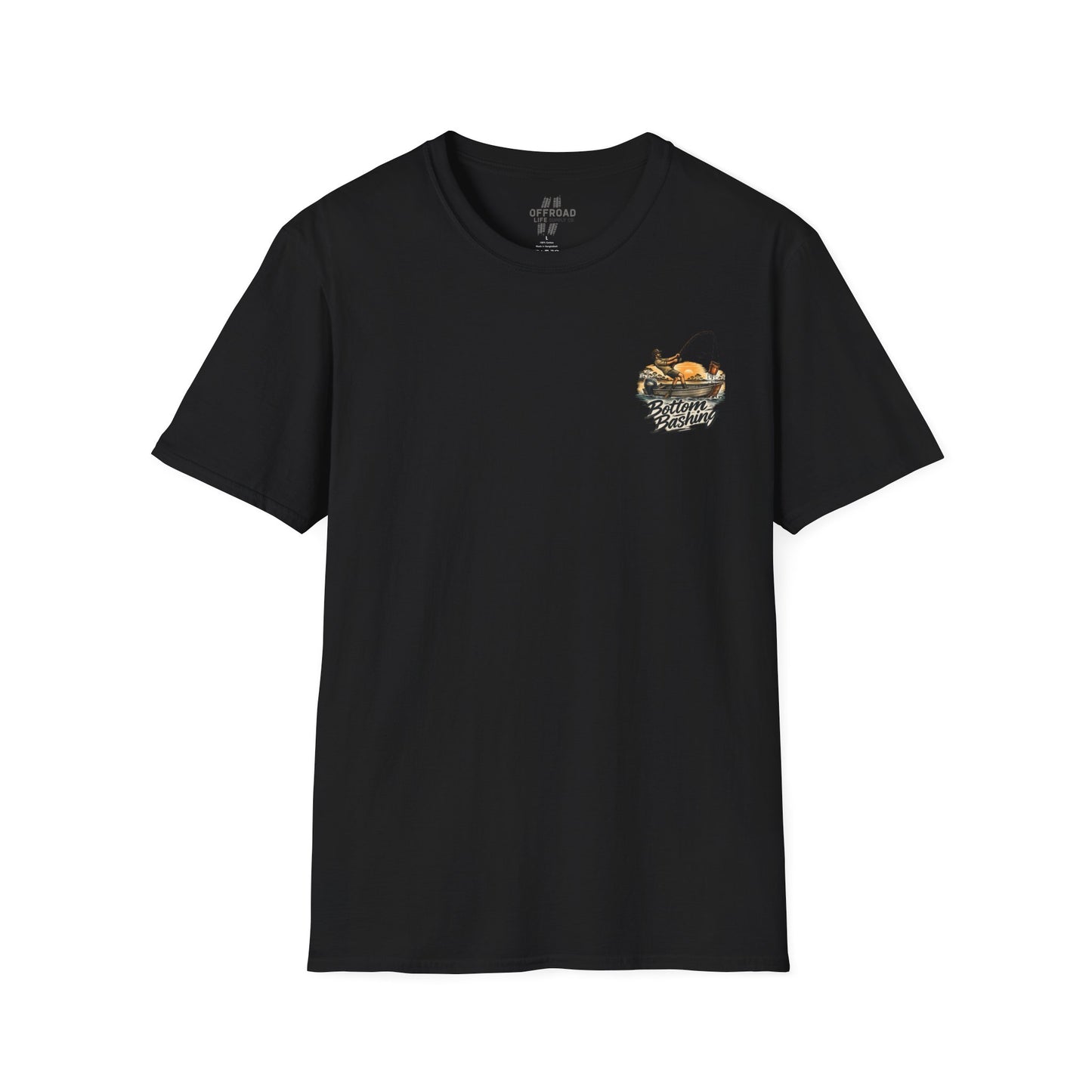 Fishing Tee — “Bottom Bashing” Boat Fishing Graphic T-Shirt - White
