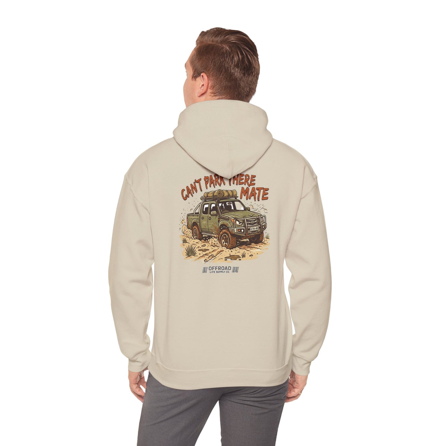 “Can’t Park There Mate” Off-Road 4x4 Hoodie - White