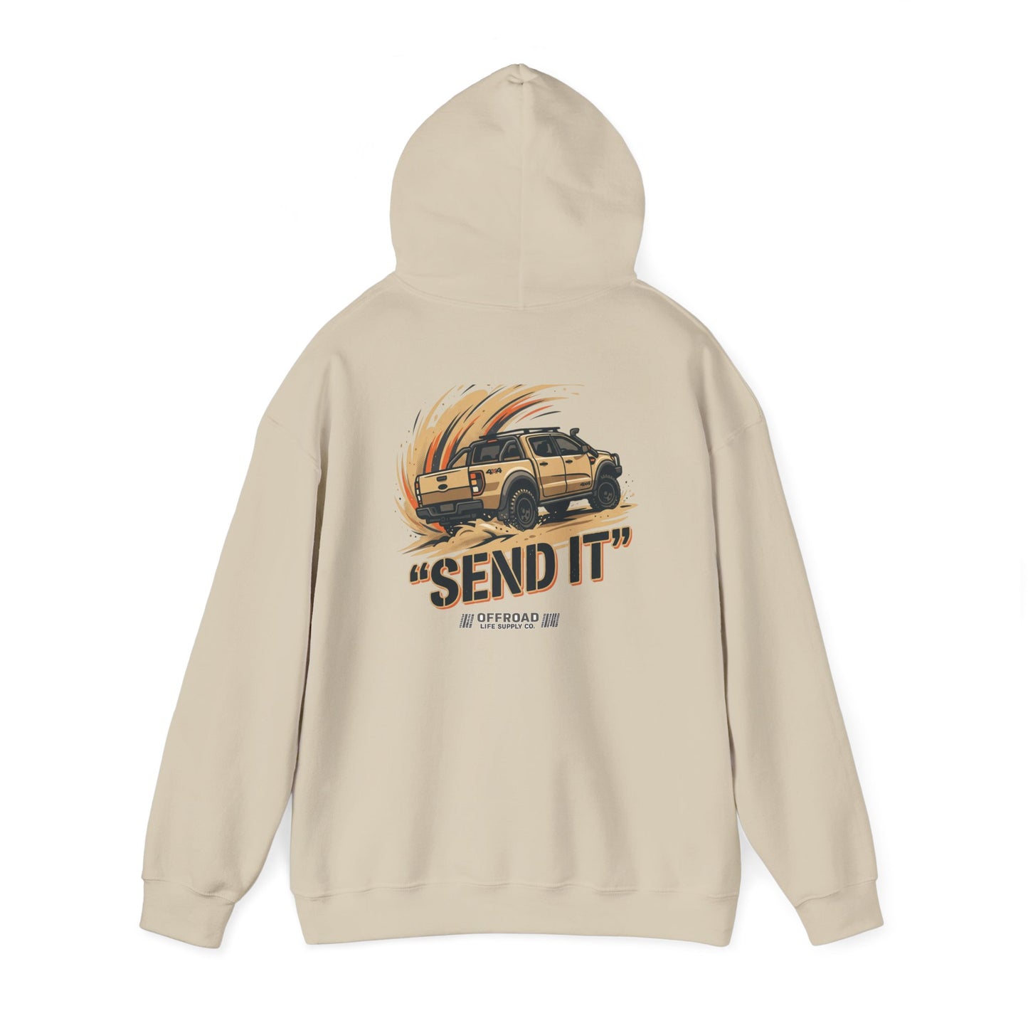 Off-Road 'Send It' Hoodie — Adventure 4x4 Hoodie - Sand