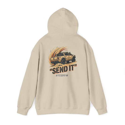 Off-Road 'Send It' Hoodie — Adventure 4x4 Hoodie - Sand
