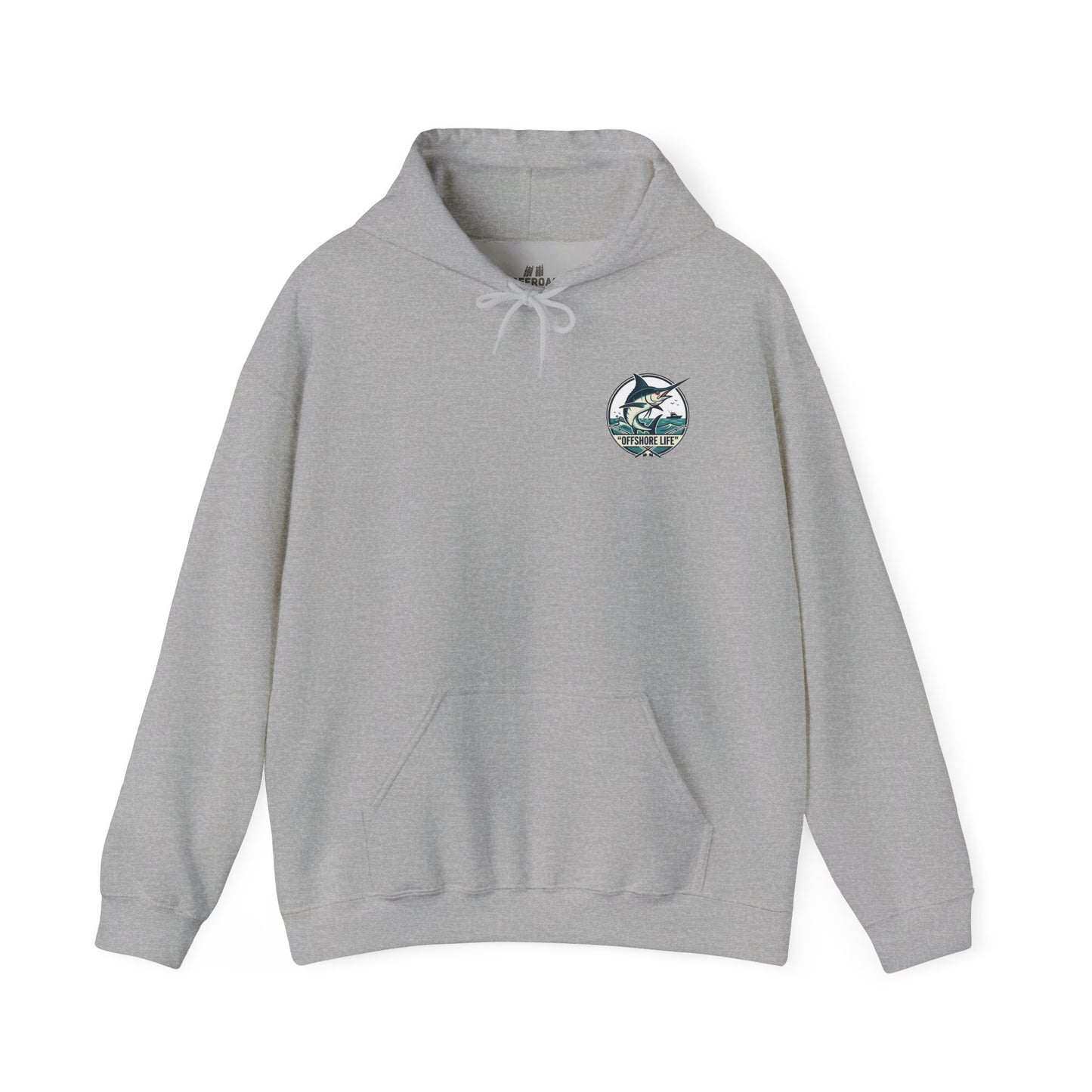 Marlin Offshore Life Hoodie — Fishing Graphic Hooded Sweatshirt - Navy