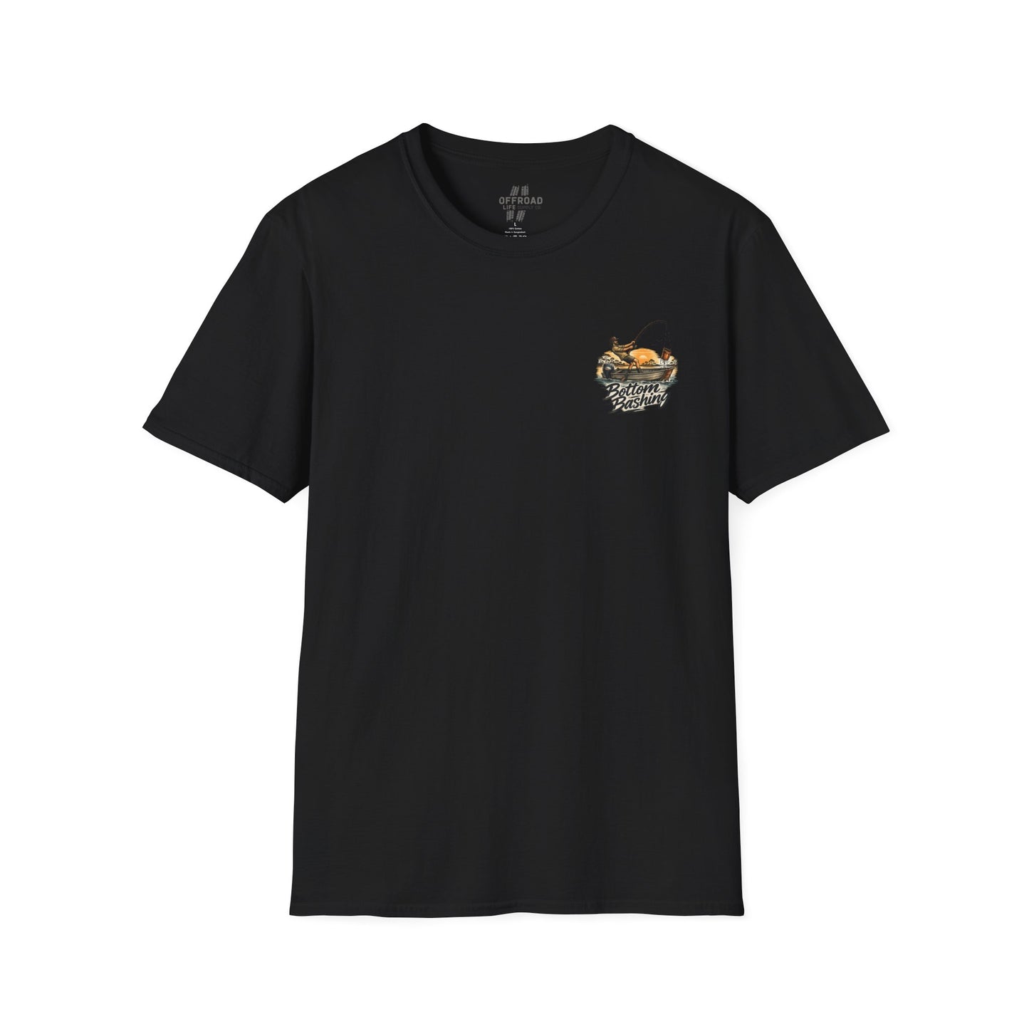 Fishing Tee — “Bottom Bashing” Boat Fishing Graphic T-Shirt - Grey