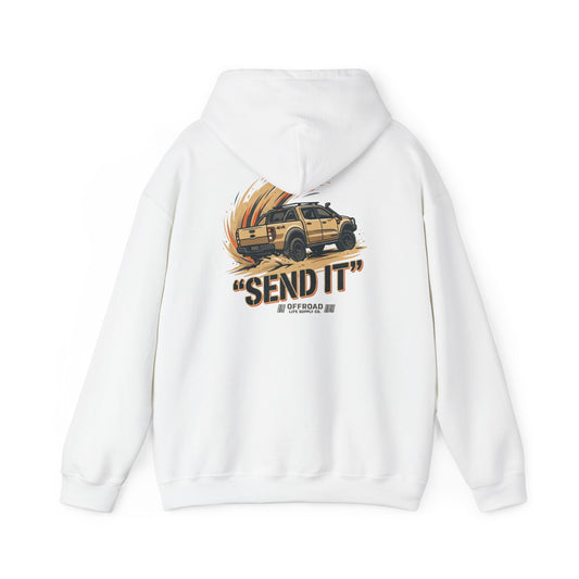 Off-Road 'Send It' Hoodie — Adventure 4x4 Hoodie - White